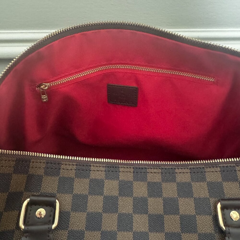 Large Duffel Top Handle With Crossbody Strap Brown Check LV - Picture 2 of 10